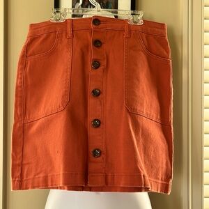 Orange denim mini skirt